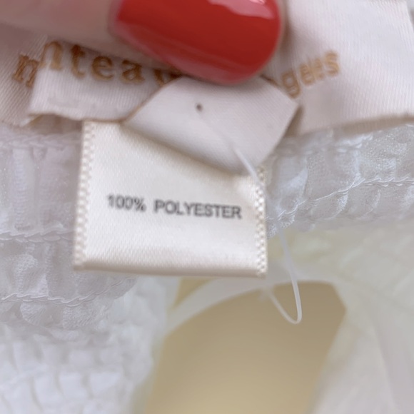 Monteau White Ruffle Floral Crop Tank Top Medium Stretch back Adjustable NWT - Picture 8 of 10